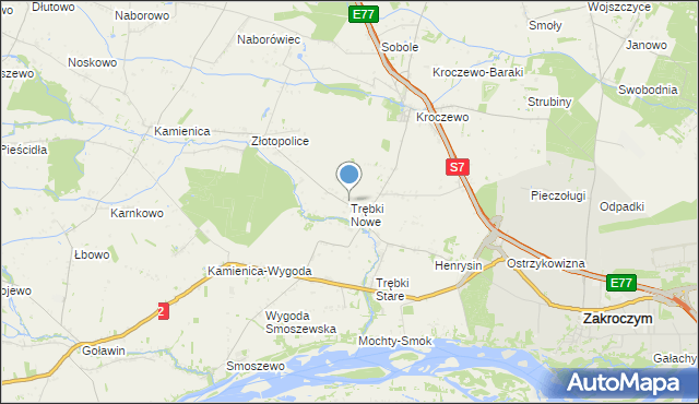 mapa Trębki Nowe, Trębki Nowe na mapie Targeo